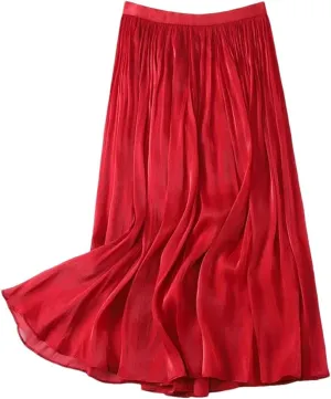 Fnfmrfmr Women Casual Long Skirt Solid Harajuku Elastic High Waist Loose A-Line Midi Skirts