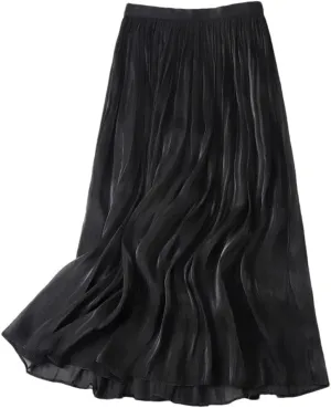 Fnfmrfmr Women Casual Long Skirt Solid Harajuku Elastic High Waist Loose A-Line Midi Skirts