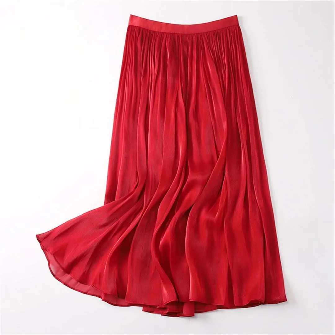 Fnfmrfmr Women Casual Long Skirt Solid Harajuku Elastic High Waist Loose A-Line Midi Skirts