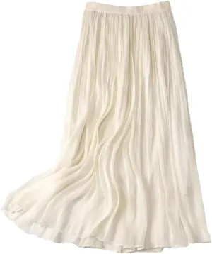Fnfmrfmr Women Casual Long Skirt Solid Harajuku Elastic High Waist Loose A-Line Midi Skirts