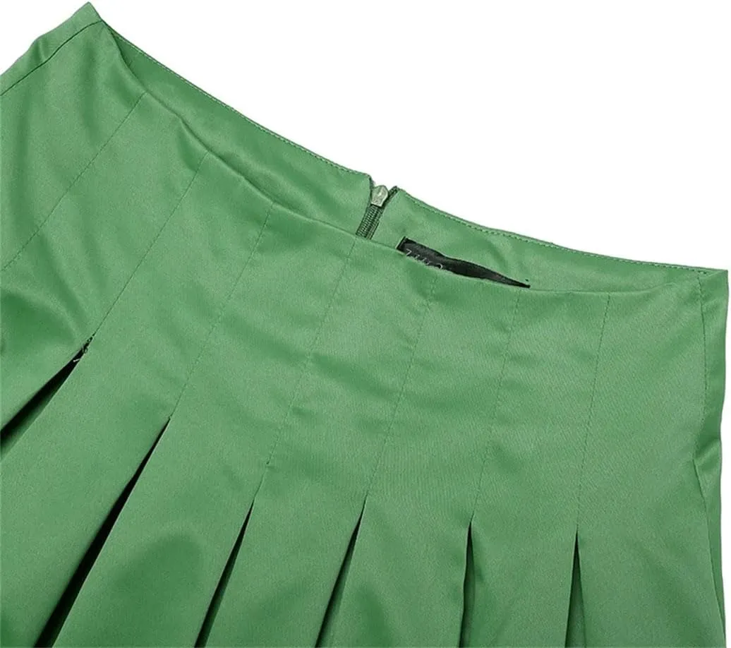 Fnfmrfmr Women High Waist Long Skirt Solid Pleated Zipper A Line Party Office Lady Work Skirts
