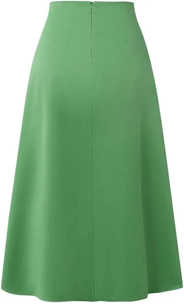 Fnfmrfmr Women High Waist Long Skirt Solid Pleated Zipper A Line Party Office Lady Work Skirts