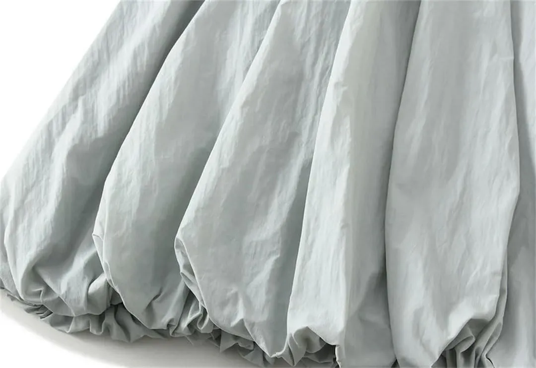 Fnfmrfmr Women Pleated Solid A-Line Skirt Elastic High Waist Loose Casual Mid Length Skirts