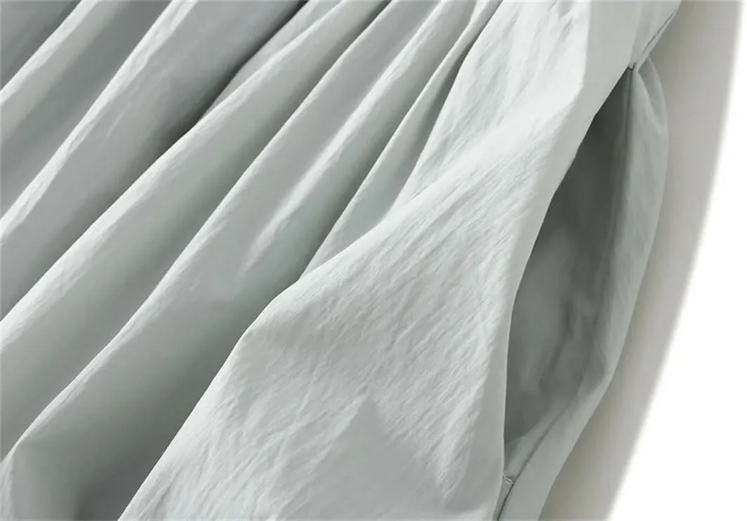 Fnfmrfmr Women Pleated Solid A-Line Skirt Elastic High Waist Loose Casual Mid Length Skirts