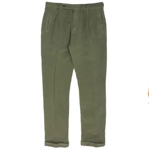 FRESH Positano Lyocell Linen Pleated Chino Pants In Green