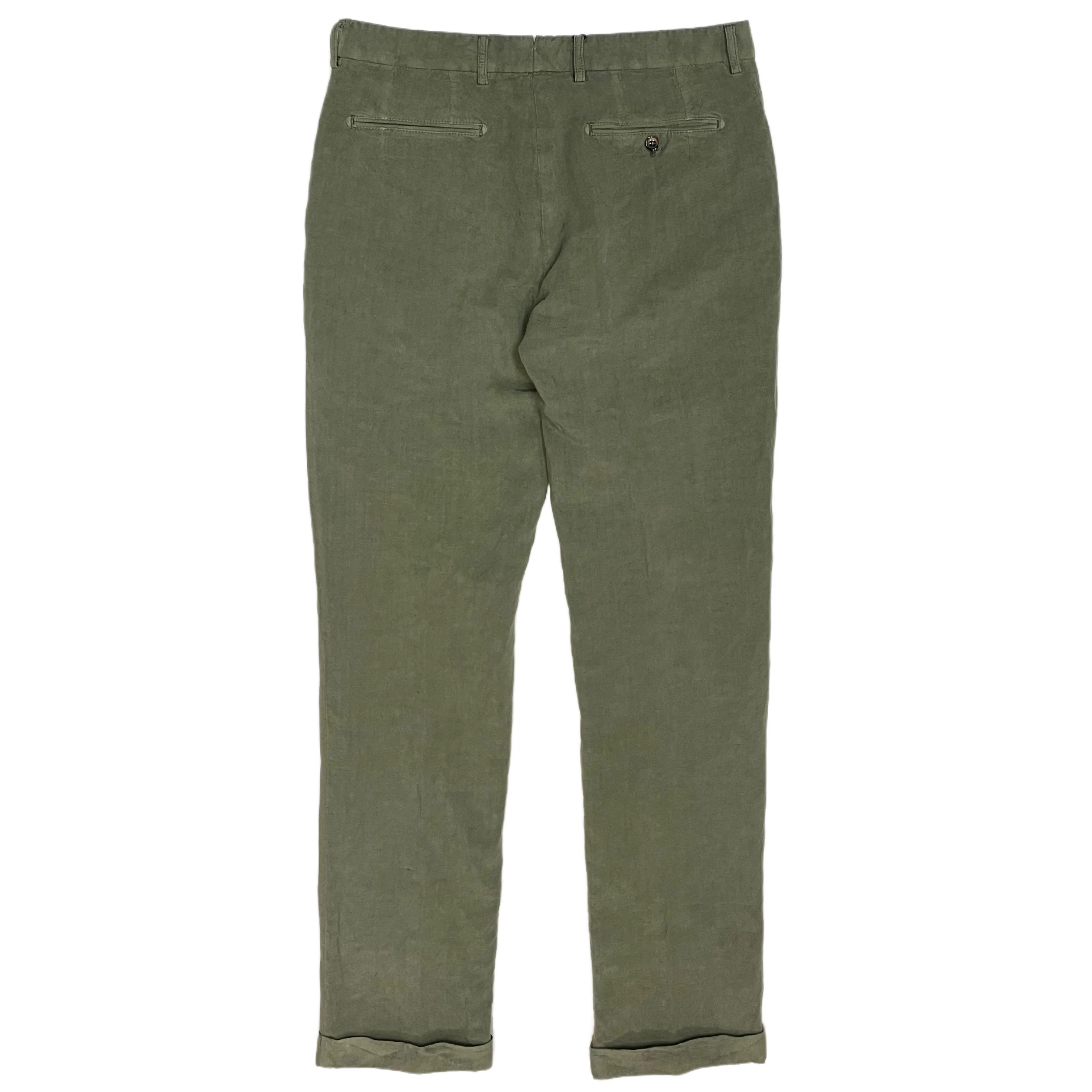 FRESH Positano Lyocell Linen Pleated Chino Pants In Green