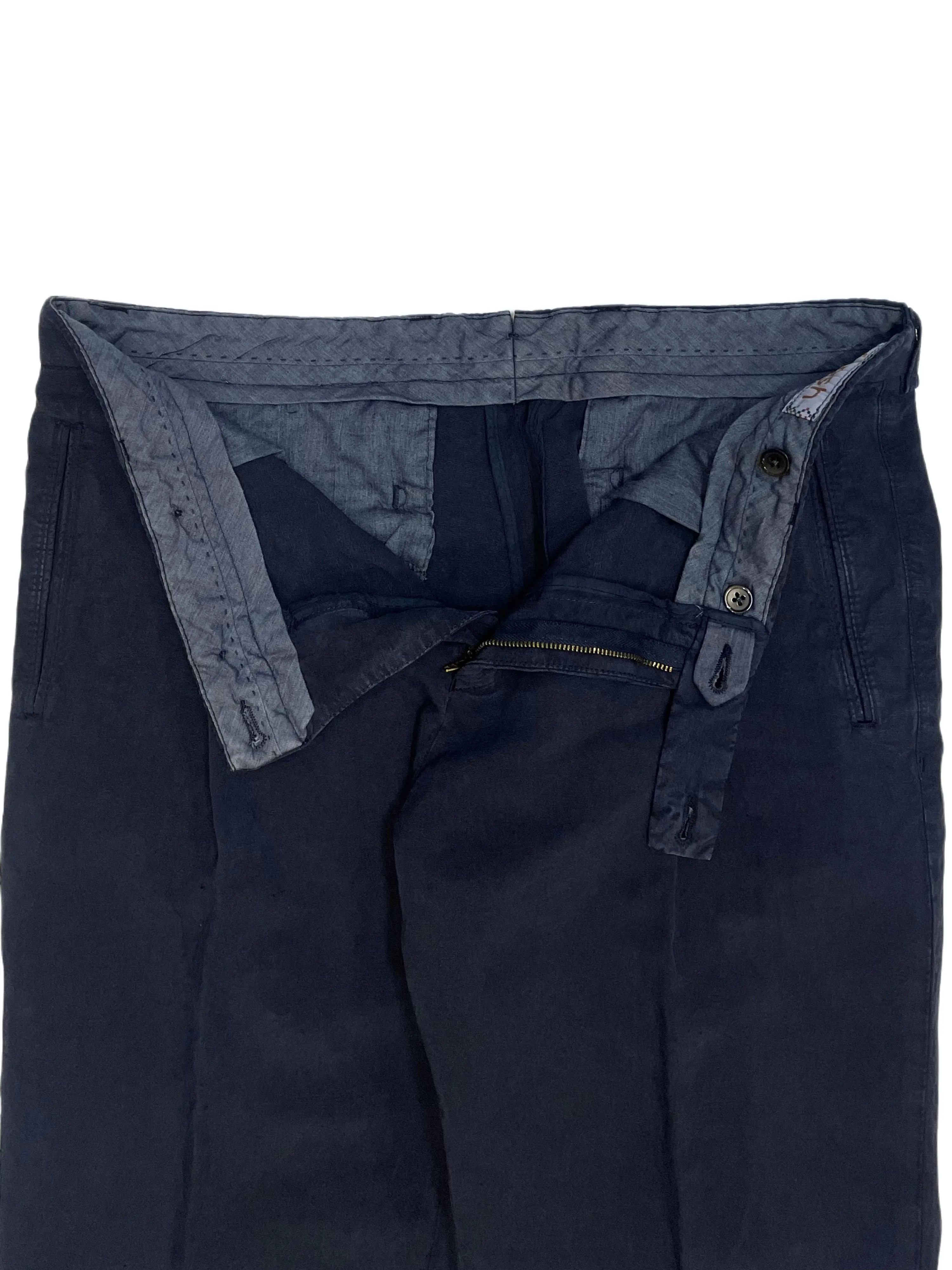 FRESH Positano Lyocell Linen Pleated Chino Pants In Navy