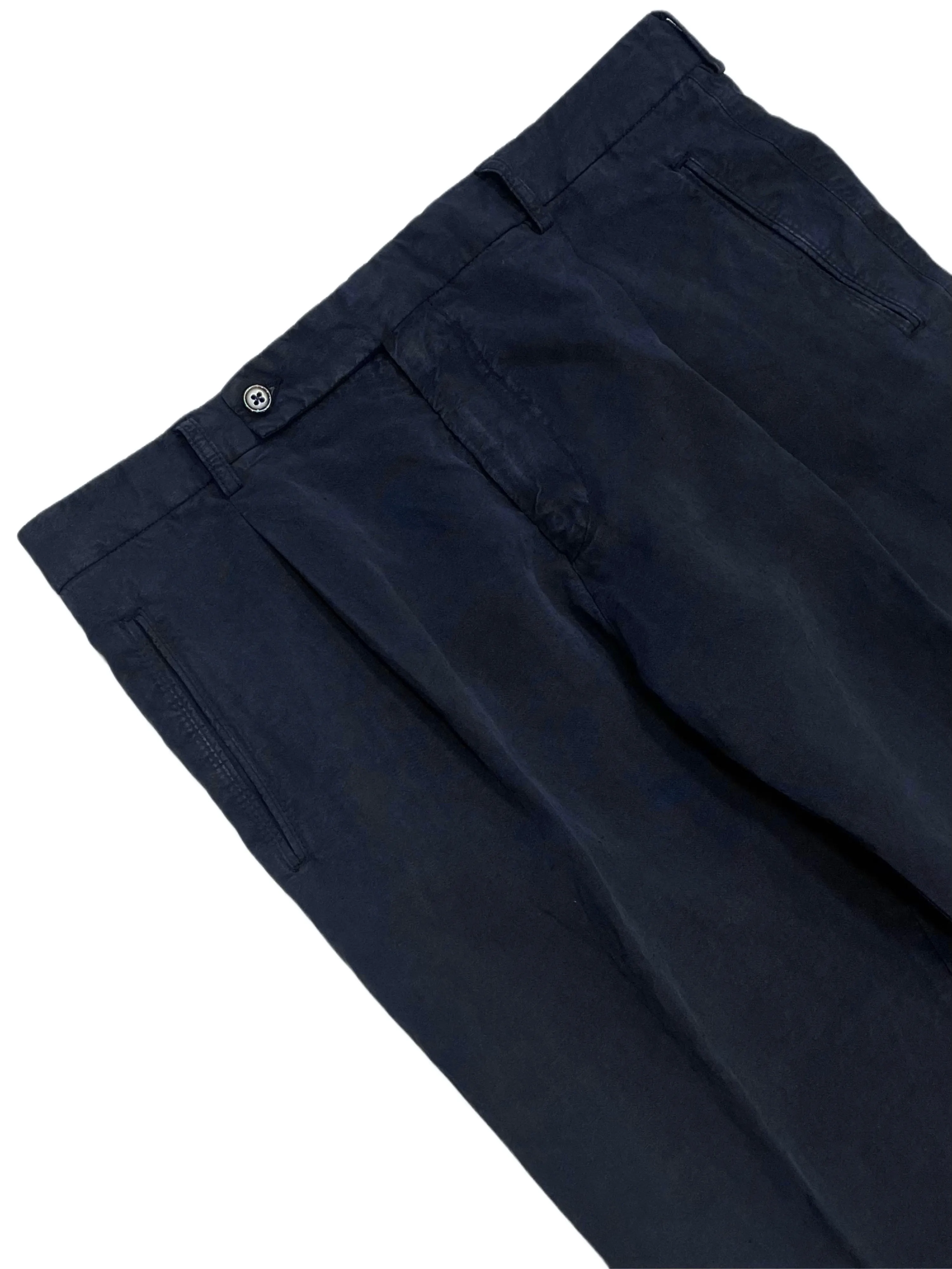 FRESH Positano Lyocell Linen Pleated Chino Pants In Navy