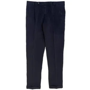 FRESH Positano Lyocell Linen Pleated Chino Pants In Navy