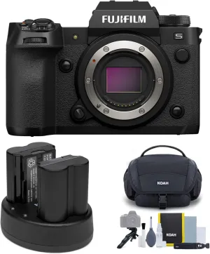 Fujifilm X-H2S Mirrorless Camera Body (Black) Bundle with Rechargeable Battery (2-Pack) and Dual Charger and Gadget Bag with Accessory and Cleaning Kit (3 Items)