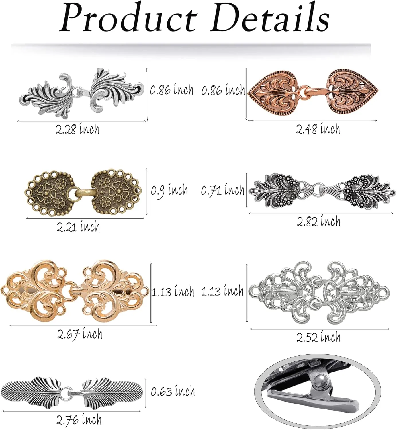 Fxiqini 10Pcs Vintage Cardigan Sweater Clips - Shawl Collar Shirts Dress Brooch for Women - Swirl Cape Cloak Scarf Clip