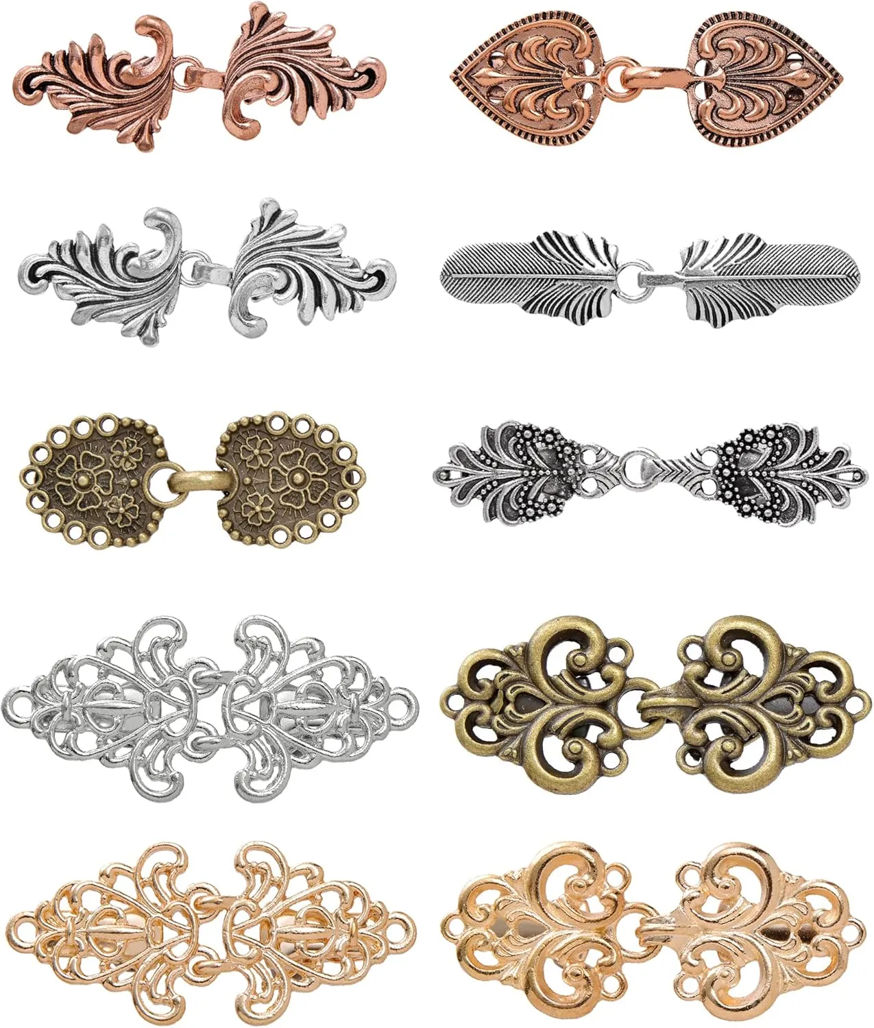 Fxiqini 10Pcs Vintage Cardigan Sweater Clips - Shawl Collar Shirts Dress Brooch for Women - Swirl Cape Cloak Scarf Clip