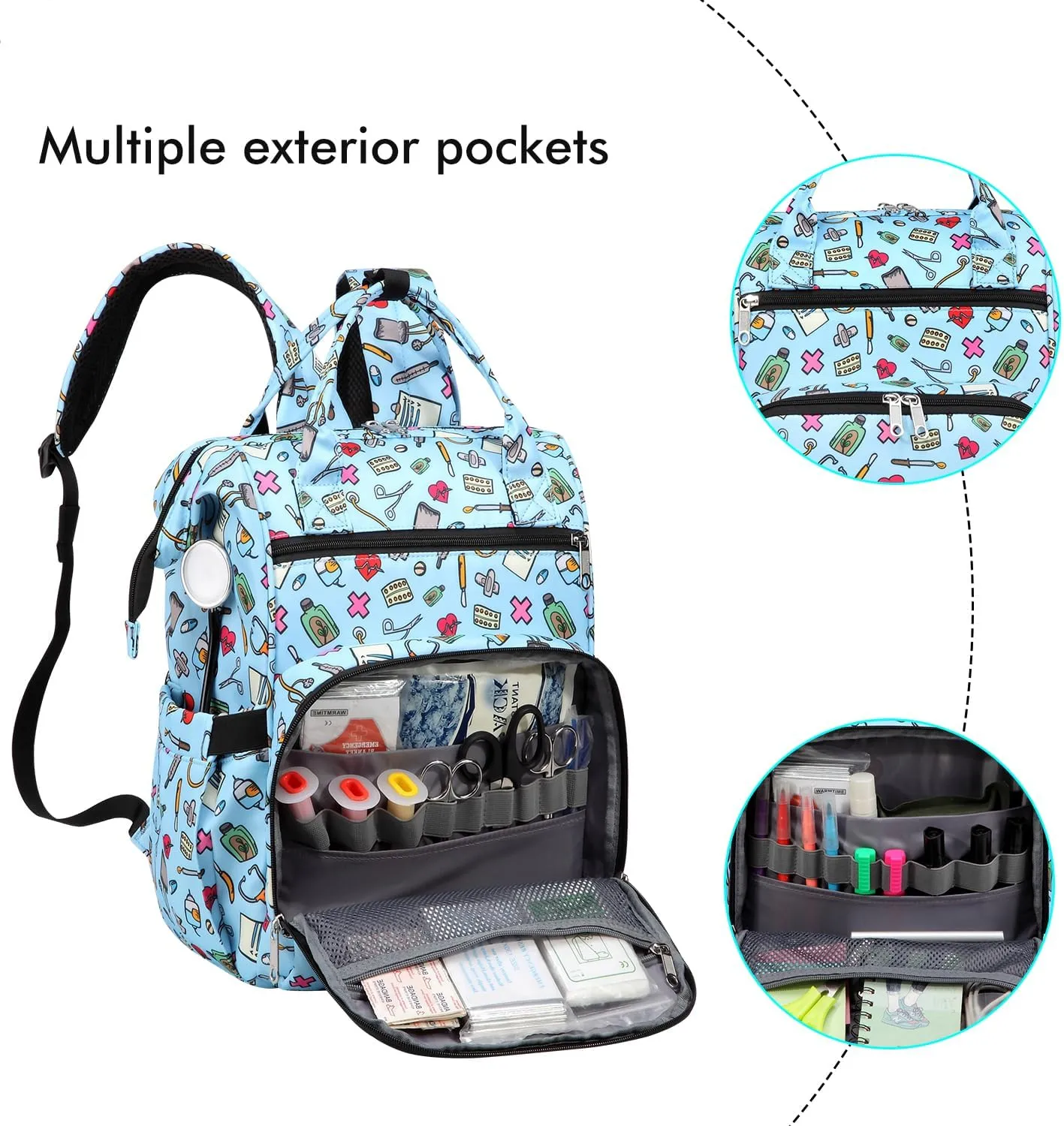 Gatycallaty Women's Large Backpack Purse - 10.6"L x 7.6"W x 16.4"H, 20L Capacity, 2 Compartments, 12 Pockets, Holds 15.6" Laptop