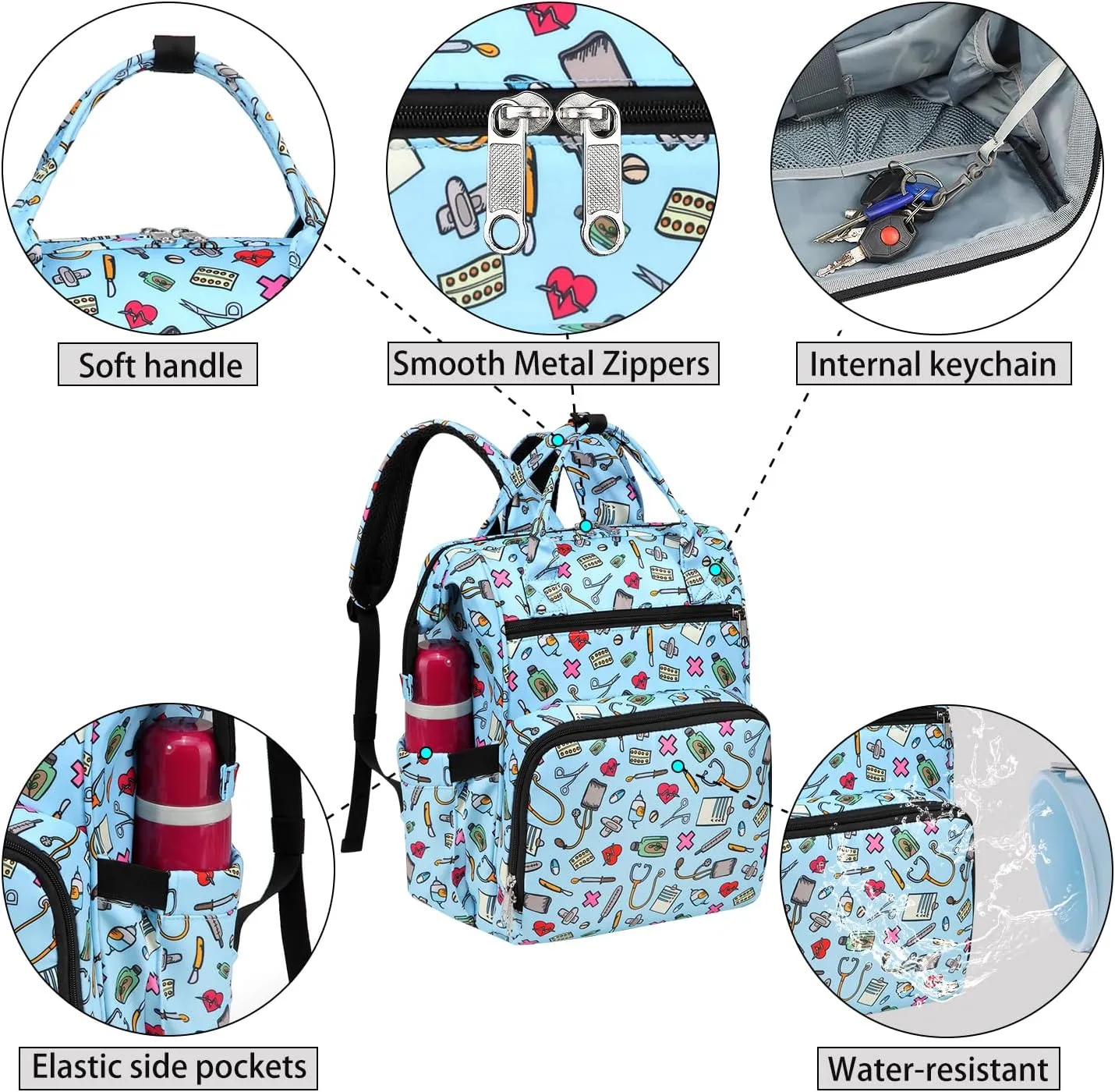 Gatycallaty Women's Large Backpack Purse - 10.6"L x 7.6"W x 16.4"H, 20L Capacity, 2 Compartments, 12 Pockets, Holds 15.6" Laptop