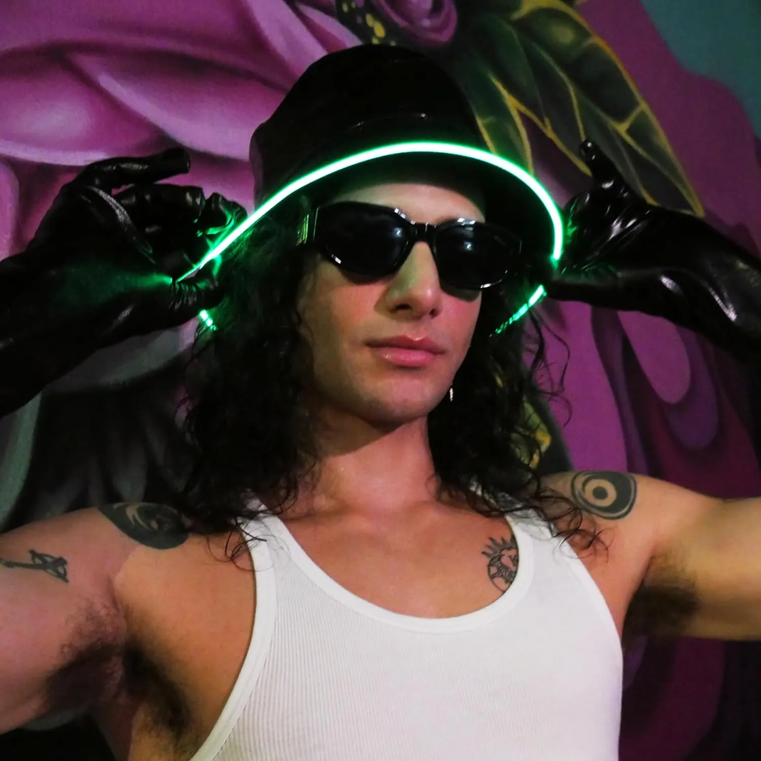 GEN 2 Multicolor LED Bucket Hat - 7 LED Colors Reversible Bucket Hat - Faux Leather Rave Bucket Hat for Men, Women