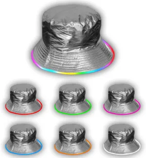 GEN 2 Multicolor LED Bucket Hat - 7 LED Colors Reversible Bucket Hat - Faux Leather Rave Bucket Hat for Men, Women