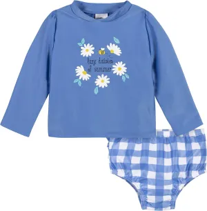 Gerber Baby Girls' Baby Toddler Long Sleeved Rashguard Swim Bathing Suit Set