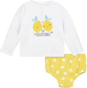 Gerber Baby Girls' Baby Toddler Long Sleeved Rashguard Swim Bathing Suit Set
