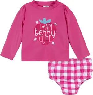 Gerber Baby Girls' Baby Toddler Long Sleeved Rashguard Swim Bathing Suit Set