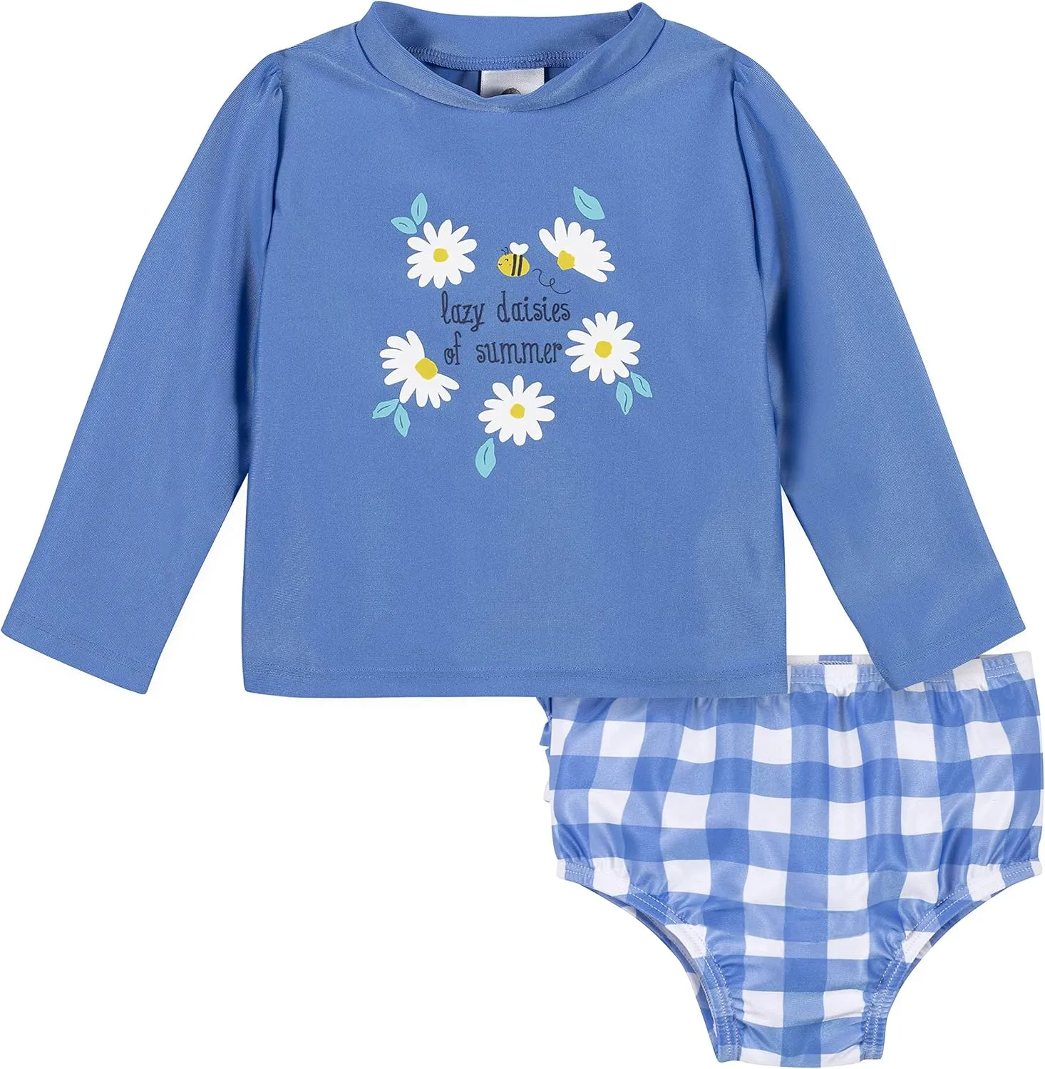 Gerber Baby Girls' Baby Toddler Long Sleeved Rashguard Swim Bathing Suit Set