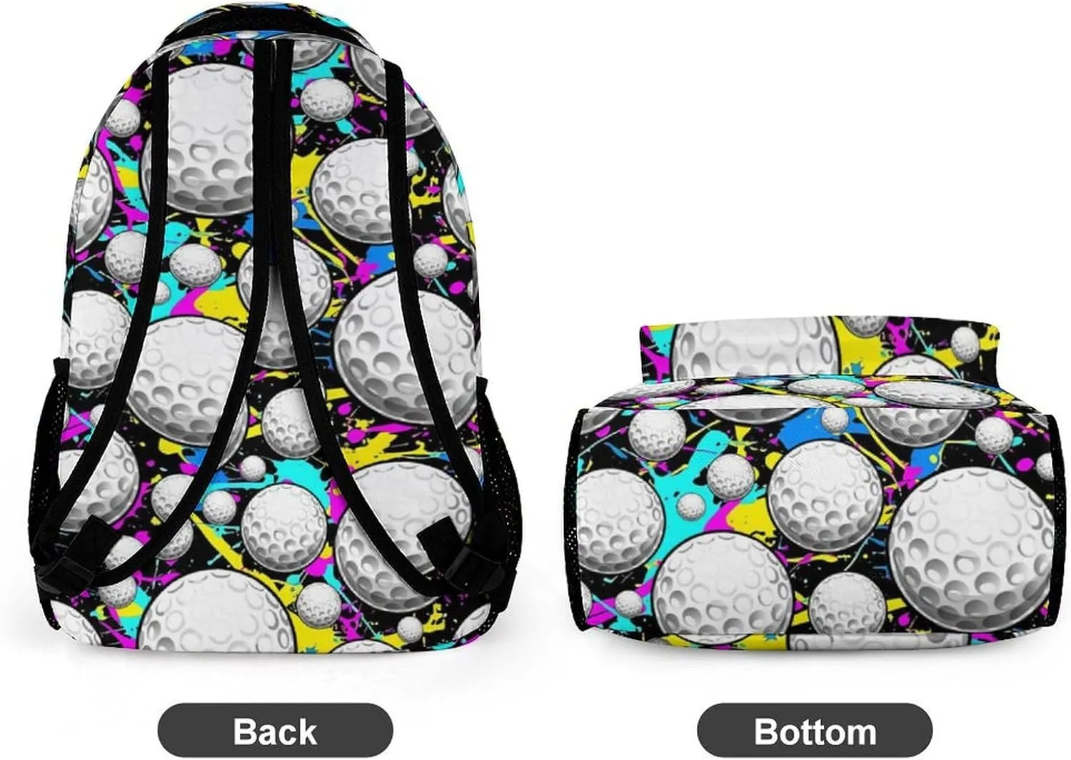 Golf Backpack for Kids Girls Boys School, 16 Inches Cool Golf Theme Bookbag, Adjustable, Lightweight, Large Capacity, Colorful Golf Backpack for School