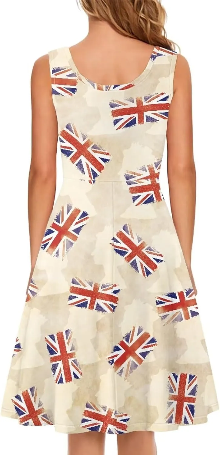 Gomyblomy Tank Dress for Women A-line Knee Length Summer Casual Travel Beach Cover Up Soft Comfy Lightweight Size XS-4XL