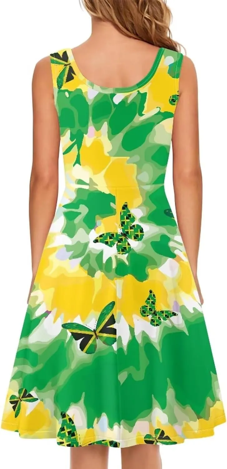 Gomyblomy Tank Dress for Women A-line Knee Length Summer Casual Travel Beach Cover Up Soft Comfy Lightweight Size XS-4XL