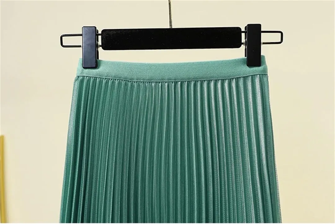 Gradient Pleated Mesh Tulle Skirt Women Spring Summer Elastic Waist A-LINE Fashion Ladies Work Party Midi Long Skirts