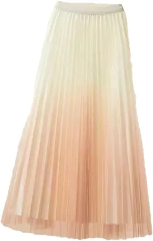 Gradient Pleated Mesh Tulle Skirt Women Spring Summer Elastic Waist A-LINE Fashion Ladies Work Party Midi Long Skirts