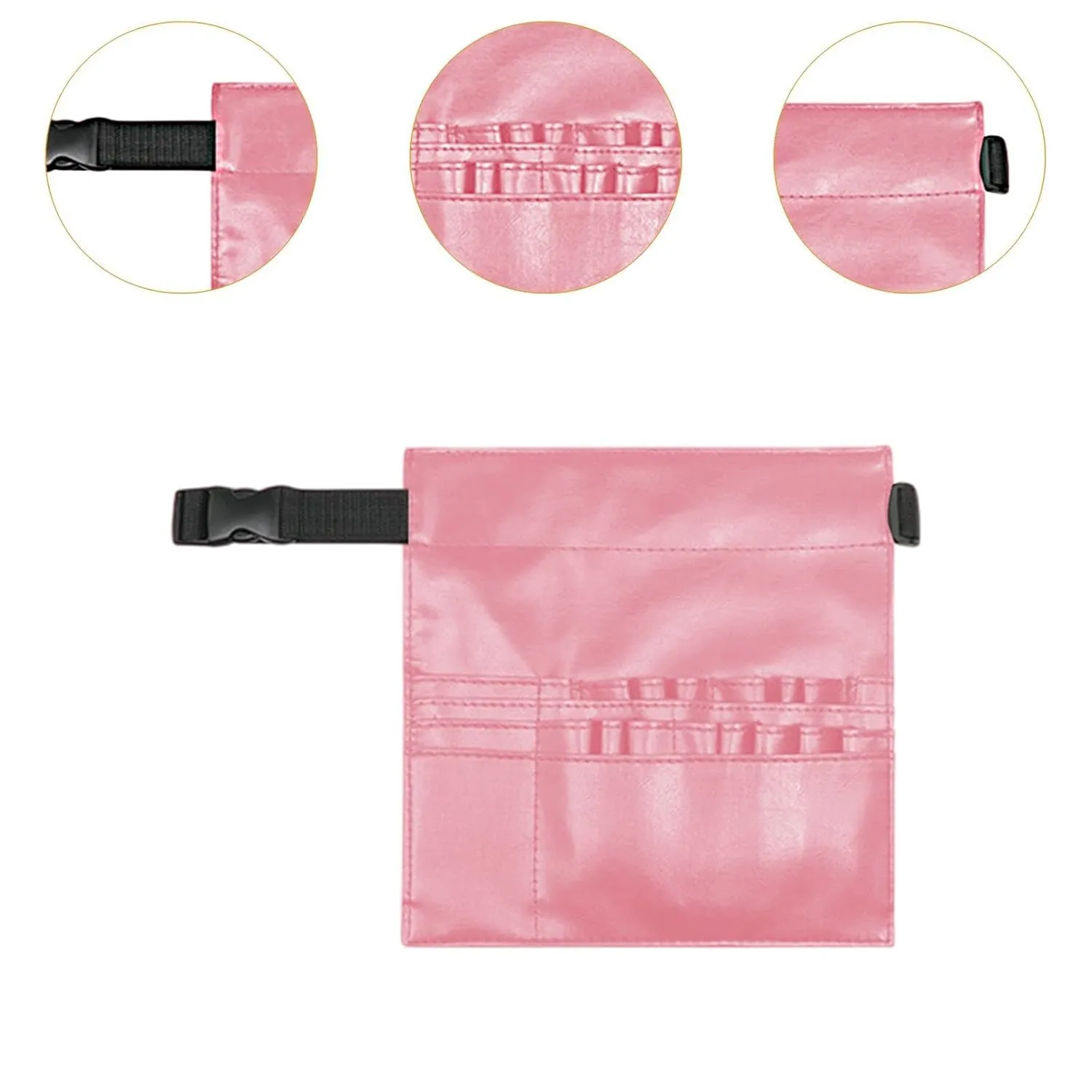 Haircut Tools Scissors Storage Bag, Barber Waist Pouch PU Leather Versatile Hair Combs Organizer for Comb Clips Shear, Pink