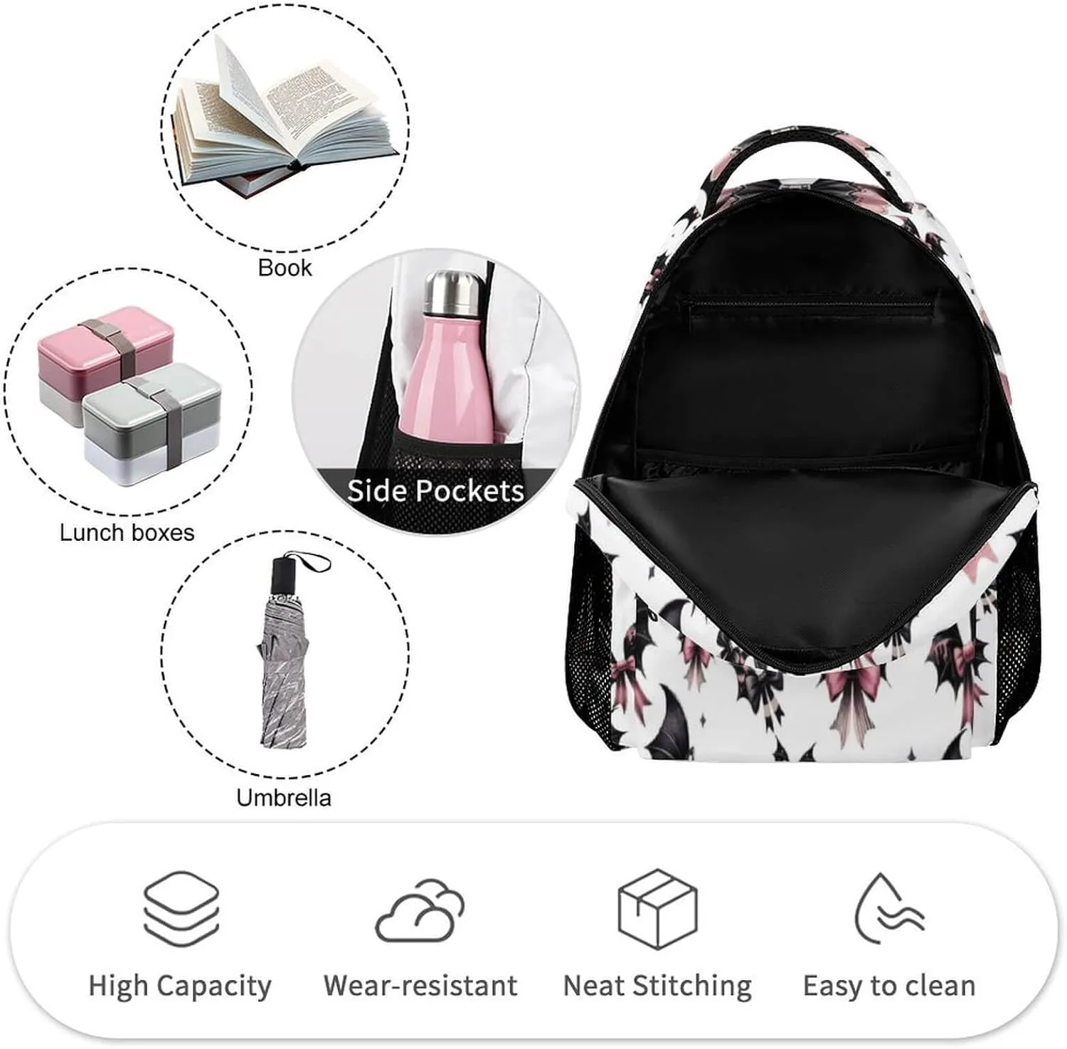 Halloween Backpack for Kids Girls Boys School, 16 Inches Cool Halloween Theme Bookbag, Adjustable, Lightweight, Large Capacity, Colorful Halloween Backpack for School