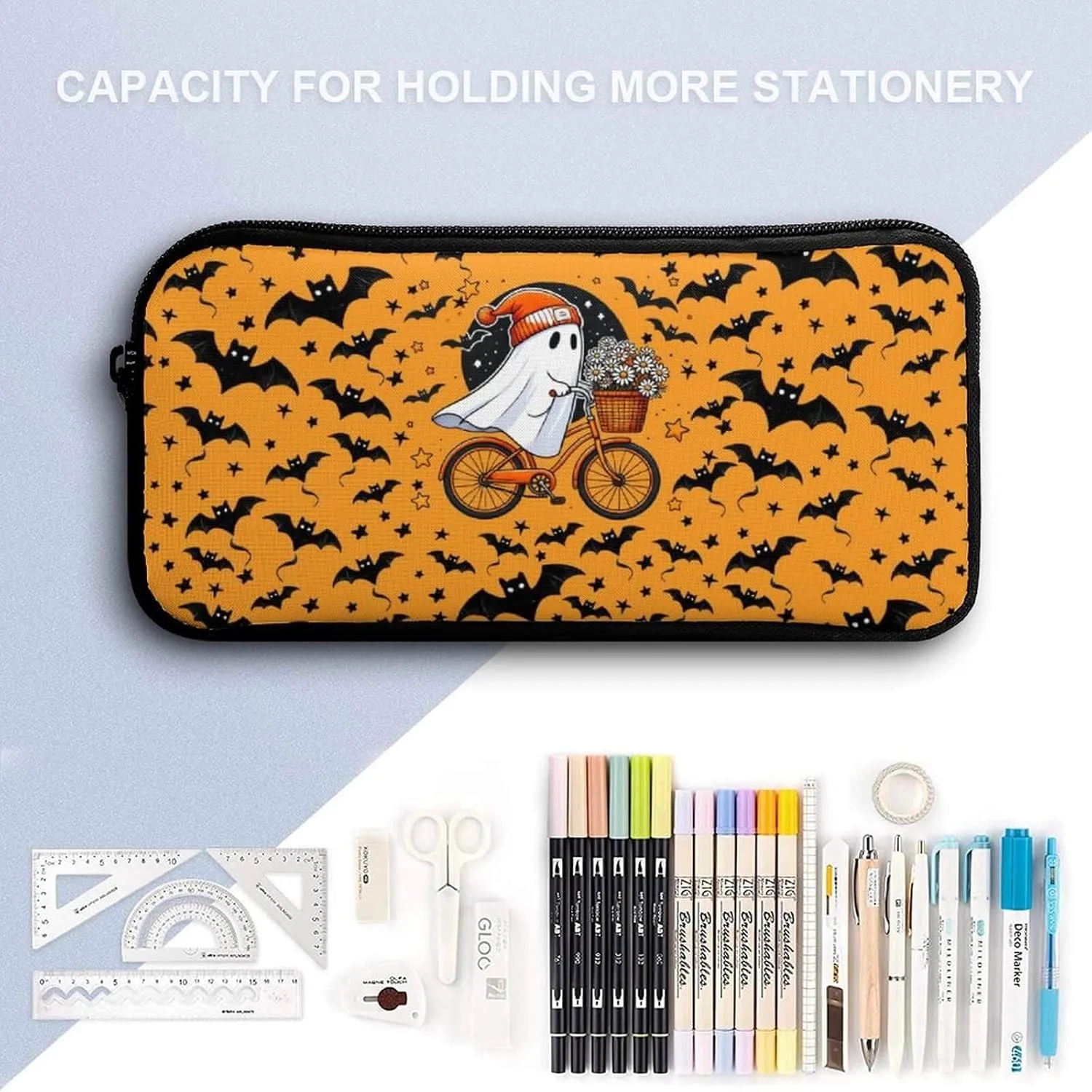 Halloween Backpack with Lunch Box & Pencil Case, 16 Inch Cool Halloween Themed Bookbag, Adjustable Lightweight Large Capacity, Colorful Halloween Backpack Set for Kids Girls Boys School