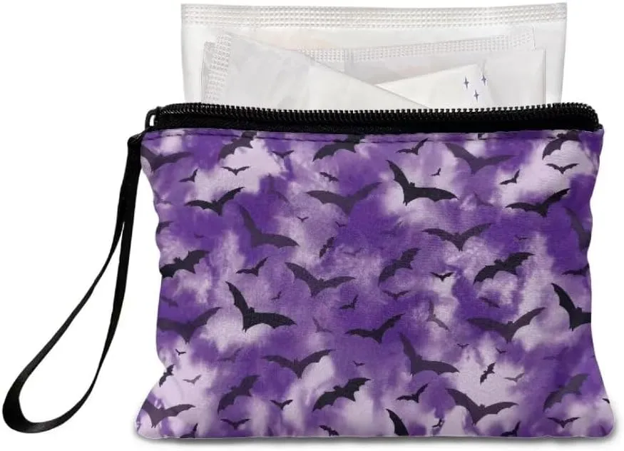 Halloween Bat Coin Purse for Women Men Travel Toiletry Bag Organizer Foldable Coin Clips Clutch Handbag,Travel Accessories