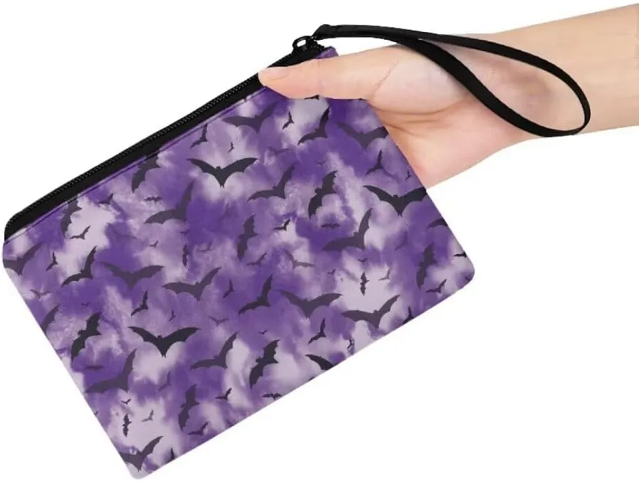 Halloween Bat Coin Purse for Women Men Travel Toiletry Bag Organizer Foldable Coin Clips Clutch Handbag,Travel Accessories
