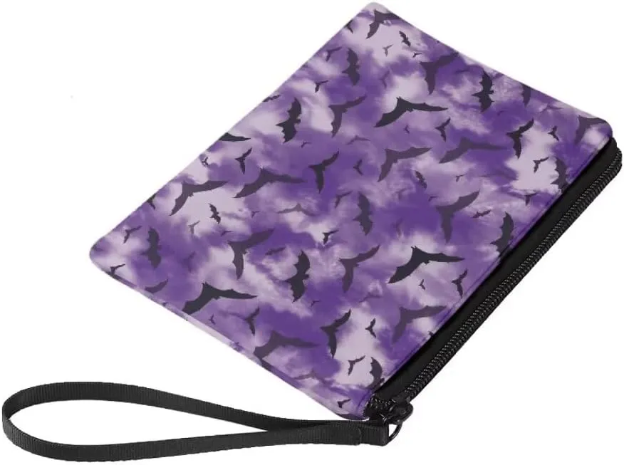 Halloween Bat Coin Purse for Women Men Travel Toiletry Bag Organizer Foldable Coin Clips Clutch Handbag,Travel Accessories