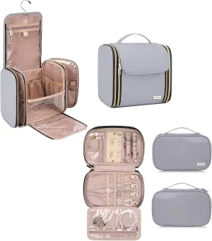 Hanging Travel Toiletry Bag for Women and Jewelry Bag, Carry toiletries and Earrings Rings Necklaces Jewelry When Traveling