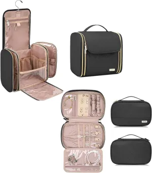 Hanging Travel Toiletry Bag for Women and Jewelry Bag, Carry toiletries and Earrings Rings Necklaces Jewelry When Traveling