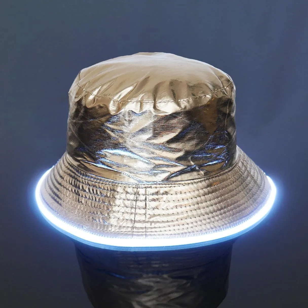 House Of Rave LED Light Up PU Leather Reversible Bucket Hat for Men and Women - Futuristic Neon Rave Gear and Festival Outfit