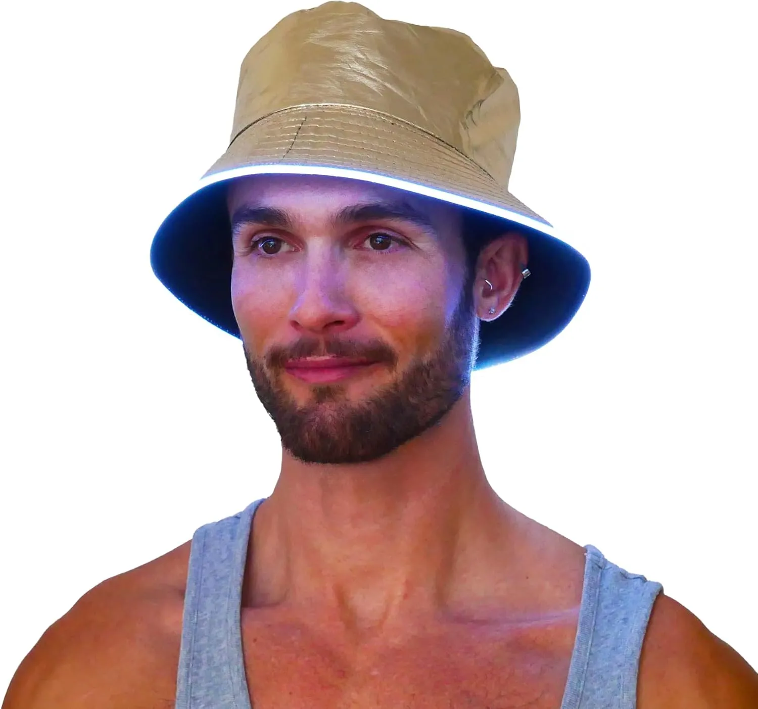 House Of Rave LED Light Up PU Leather Reversible Bucket Hat for Men and Women - Futuristic Neon Rave Gear and Festival Outfit