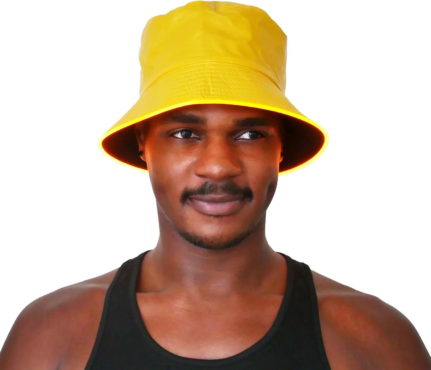 House Of Rave LED Light Up PU Leather Reversible Bucket Hat for Men and Women - Futuristic Neon Rave Gear and Festival Outfit
