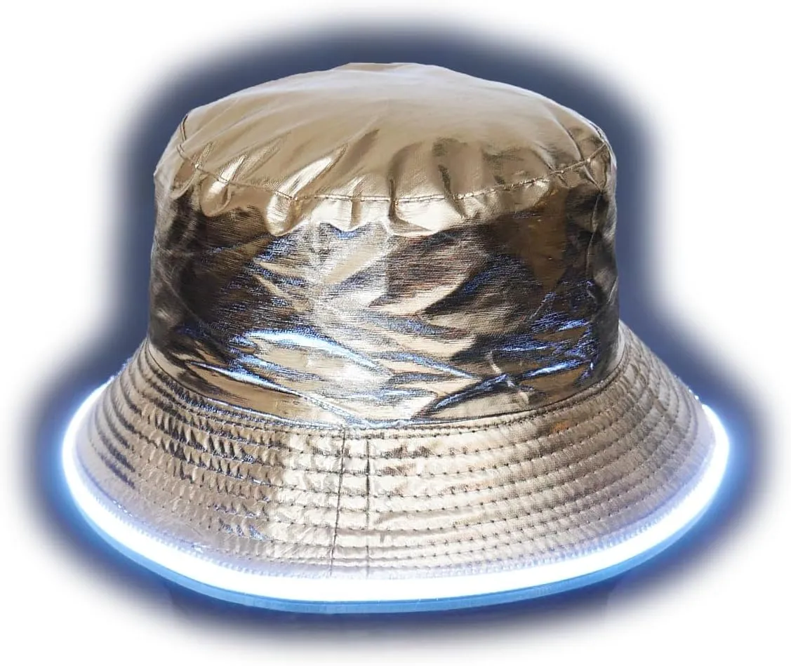 House Of Rave LED Light Up PU Leather Reversible Bucket Hat for Men and Women - Futuristic Neon Rave Gear and Festival Outfit