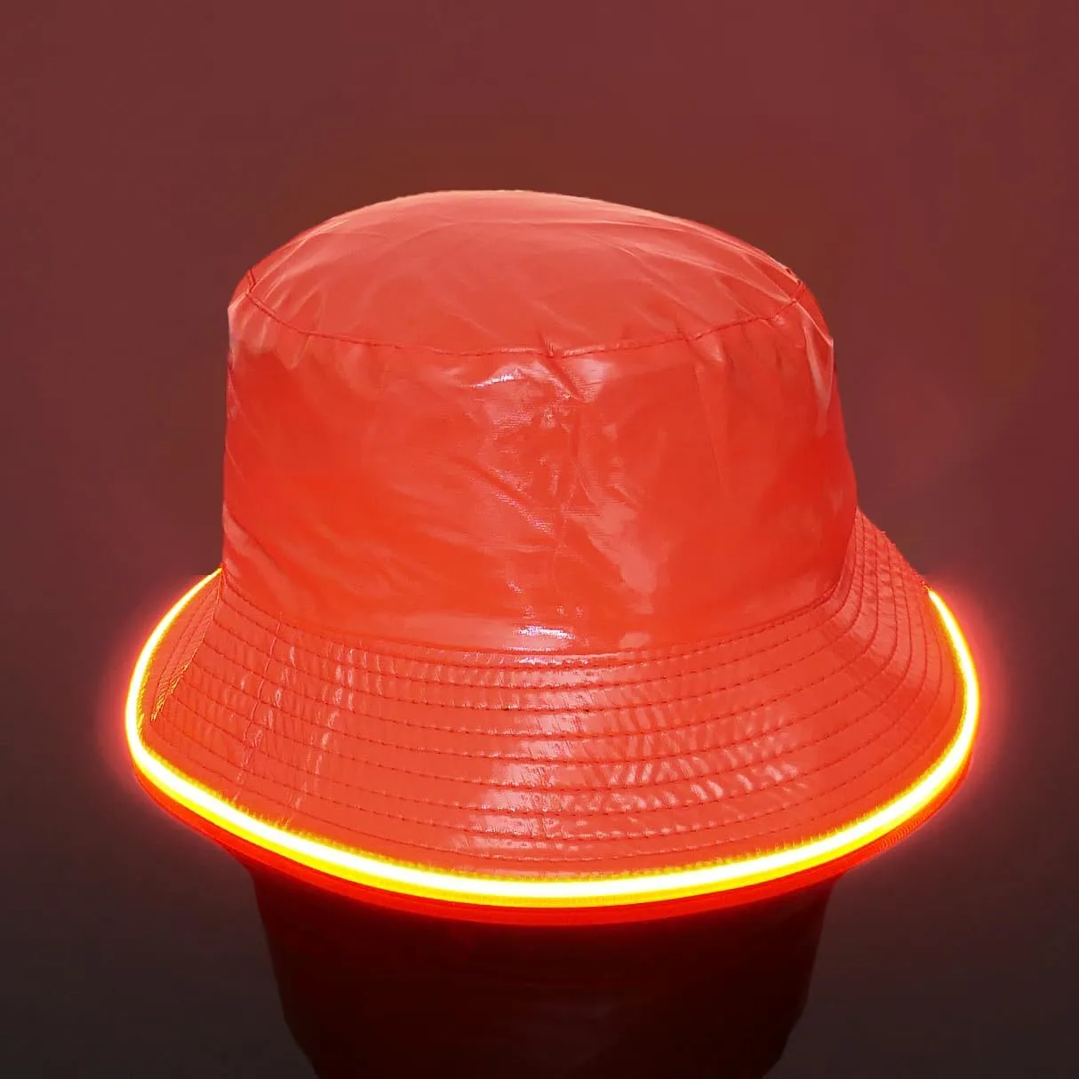 House Of Rave LED Light Up PU Leather Reversible Bucket Hat for Men and Women - Futuristic Neon Rave Gear and Festival Outfit