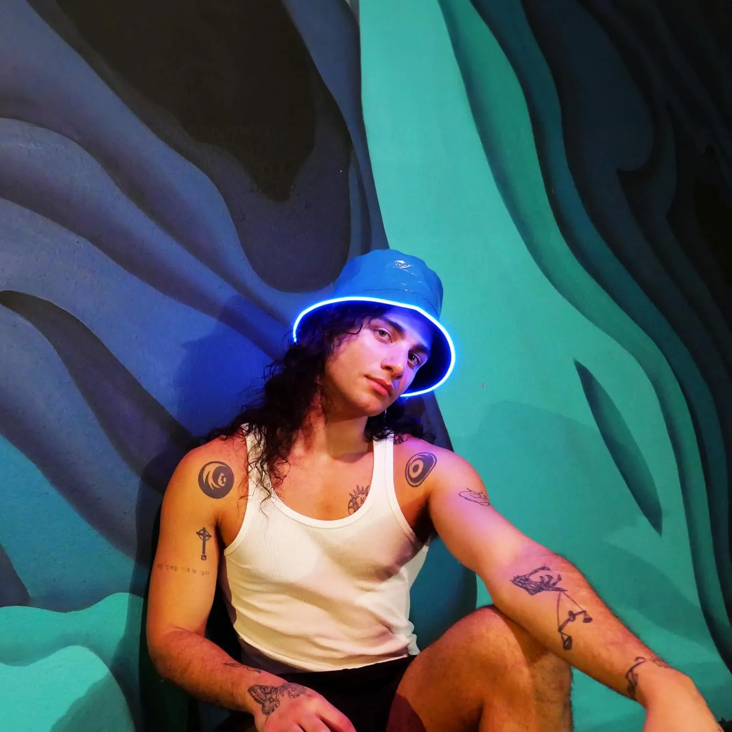 House Of Rave LED Light Up PU Leather Reversible Bucket Hat for Men and Women - Futuristic Neon Rave Gear and Festival Outfit