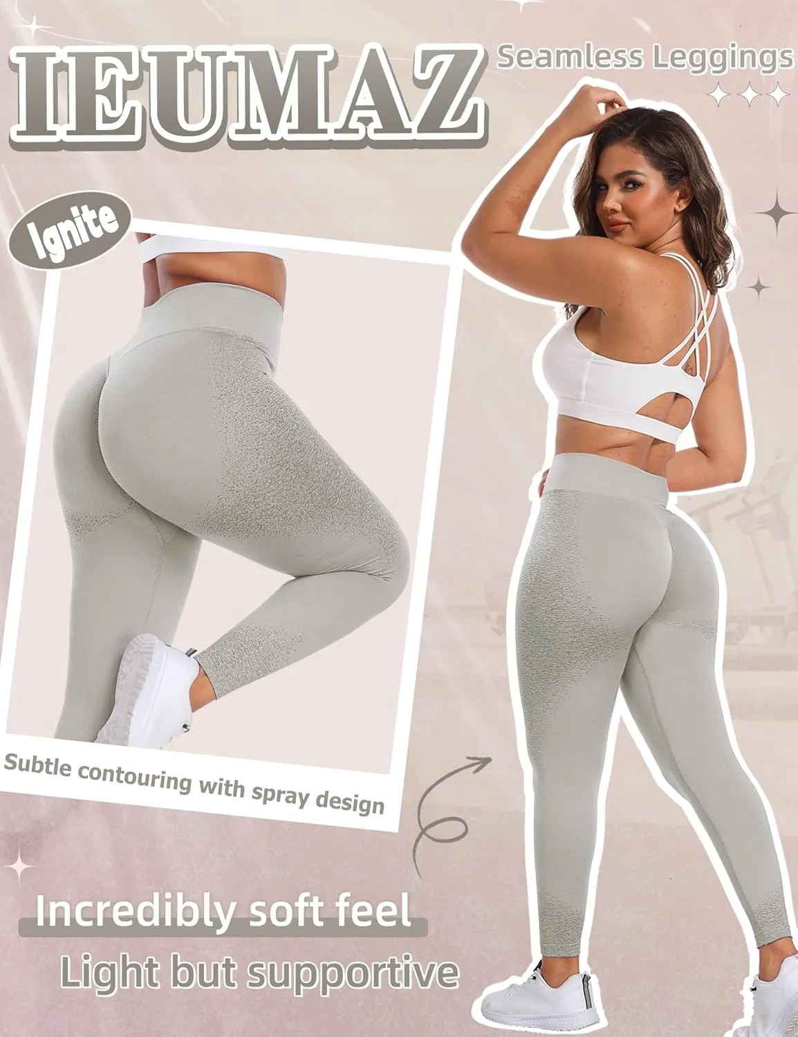 Ignite Scrunch Butt Lifting Leggings for Women Gym Workout Seamless Leggings Tummy Control Yoga Pants