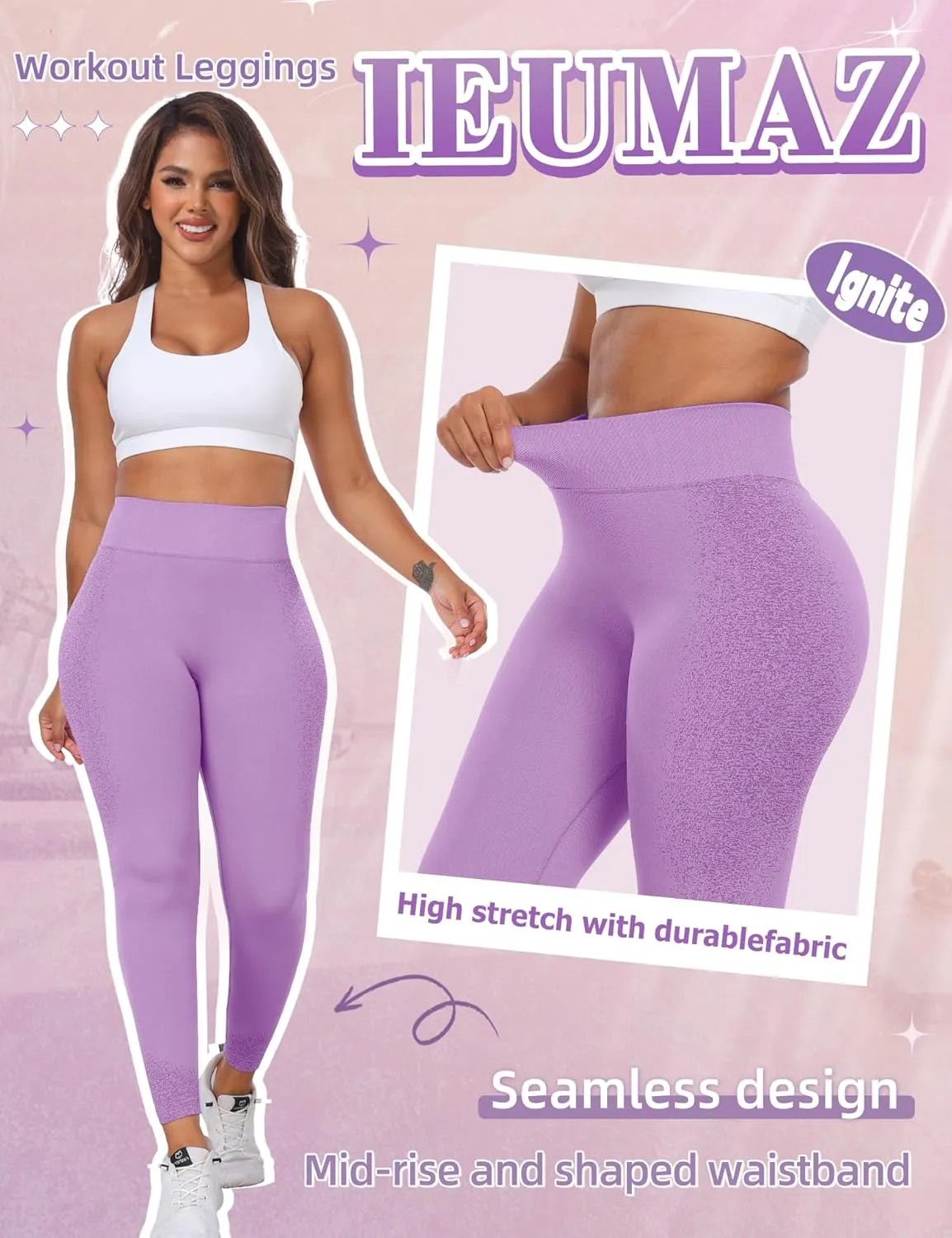 Ignite Scrunch Butt Lifting Leggings for Women Gym Workout Seamless Leggings Tummy Control Yoga Pants