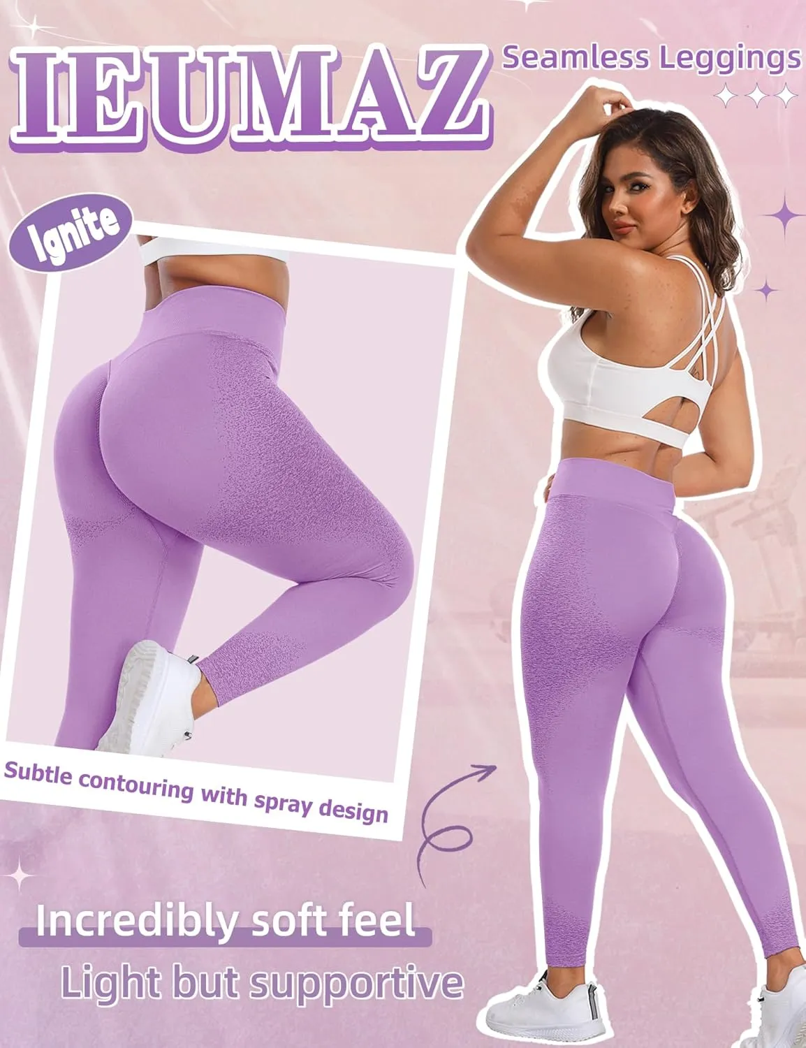 Ignite Scrunch Butt Lifting Leggings for Women Gym Workout Seamless Leggings Tummy Control Yoga Pants