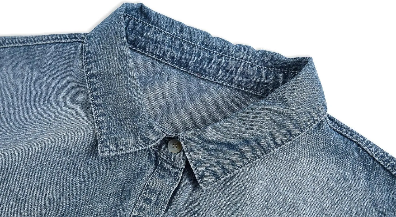 imesrun Womens Button Down Denim Shirt Chambray Casual Long Sleeve Collared Boyfriend Jean Jacket Shacket with Pockets