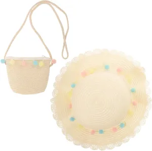 Infant Beach Hat Straw Handbag Toddler Sun Hat Bucket Hat Crochet Tote Crochet Purses Girls Hats