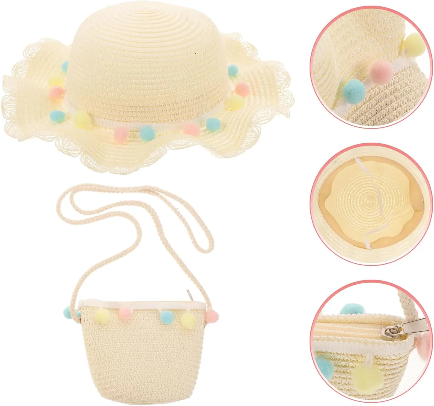 Infant Beach Hat Straw Handbag Toddler Sun Hat Bucket Hat Crochet Tote Crochet Purses Girls Hats