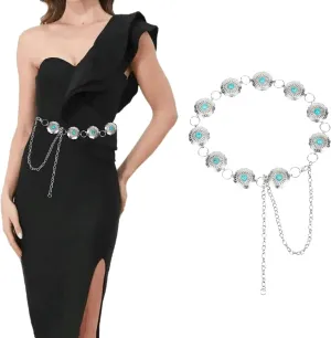INOGIH Western-Cowgirl-Belts Country-Concert-Outfit for Women - Metal Link Western Cowboy Belts for Dresses Jeans